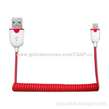 8-pin to USB Data Sync Charger Spring Cable, 1.5m Length